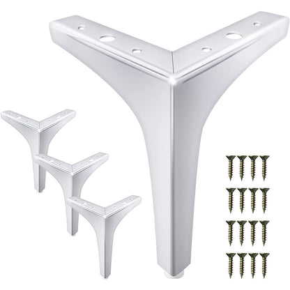 Set of 4Pcs Furniture Legs Metal Feet Triangle Feet Replacement Cabinet Dresser Legs Silver