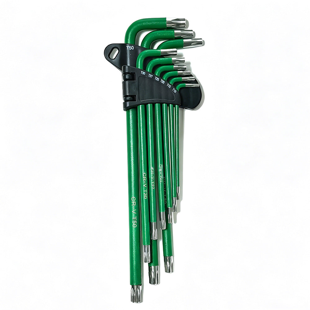 9Pcs Long Arm Ball End Hex Key with CRV Steel for Car Motorcycle Repair-Green
