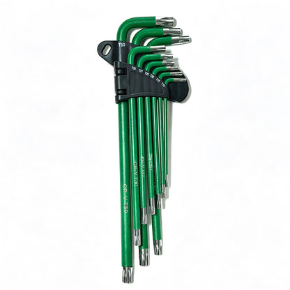 9Pcs Long Arm Ball End Hex Key with CRV Steel for Car Motorcycle Repair-Green