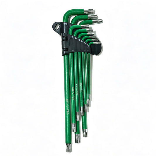 9Pcs Long Arm Ball End Hex Key with CRV Steel for Car Motorcycle Repair-Green