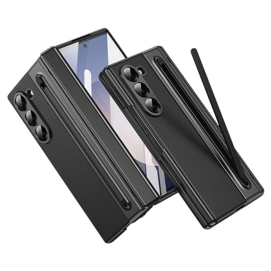 Phone Case for Samsung Z Fold 7 with Pen Holder Full Coverage Hinge Protection-Black