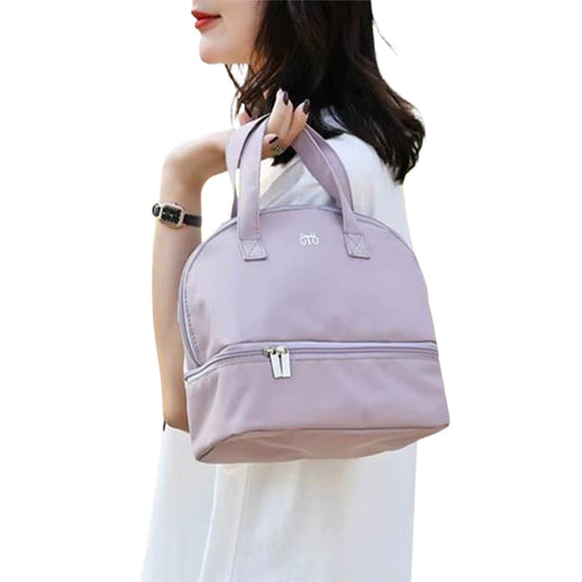 Insulated Lunch Bag with Dual Compartment Leakproof Cooler Tote for Work Office Picnic Purple