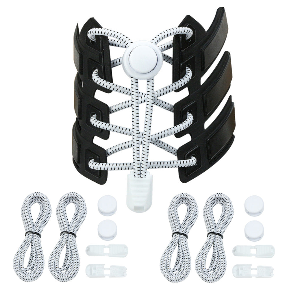 2 Pairs Elastic No Tie Shoelaces with Spring Lock-White