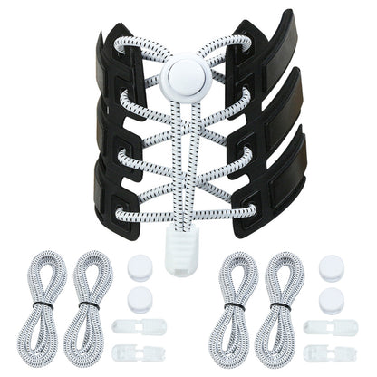 2 Pairs Elastic No Tie Shoelaces with Spring Lock-White