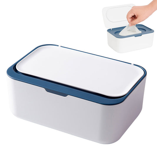 Wipes Dispenser Wipes Tissue Storage Case With Lid Refillable Wipe Holder-Blue