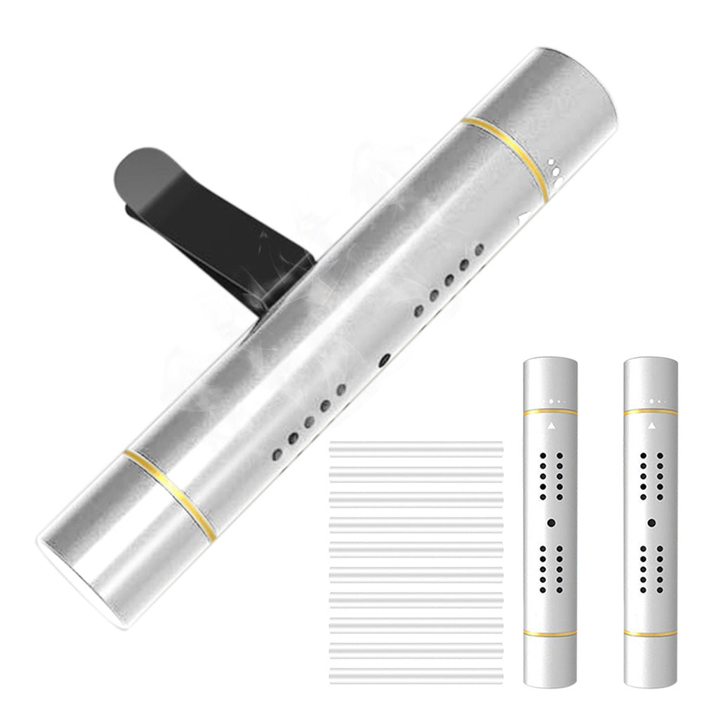 Car Air Vent Clip Air Freshener with Scent Sticks Metal Aroma Diffuser for Vehicle Interior-Silver
