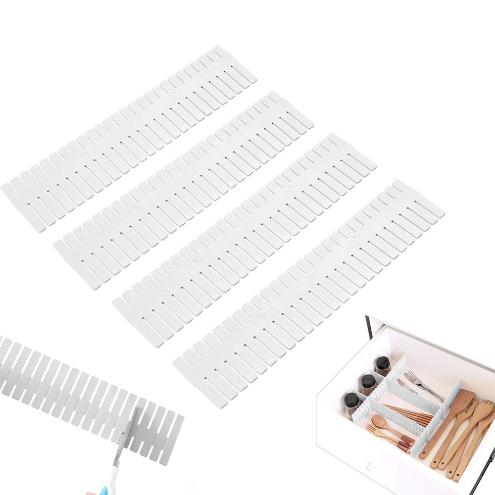 24Pcs Adjustable Drawer Divider DIY Storage Organiser for Cabinets-White