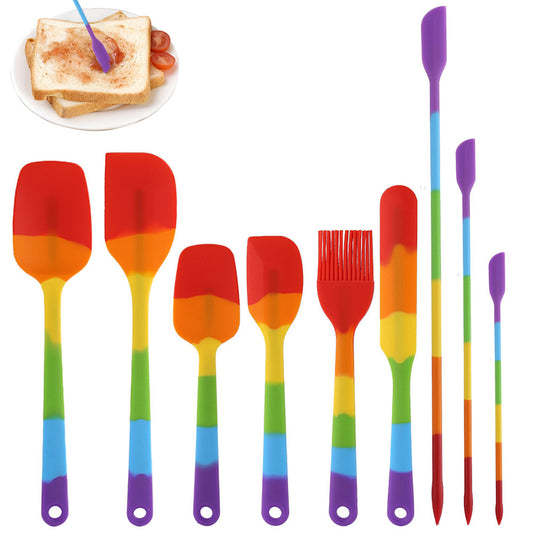 9PCS Silicone Spatula Set Non stick Spoon Utensil Baking Tools With Ergonomic Grip-Mixed Color