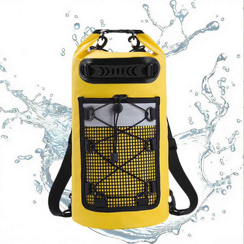 Roll-Top Backpack With Handle Dry Bag Outdoor Bag For Fishing Boating Camping-Yellow