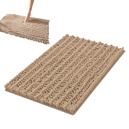 Chenille Fabric Bathroom Rugs Mat With Non Slip Rubber Backing Home Decor Accessories-Camel