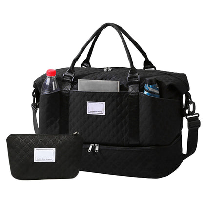2Pcs Travel Duffle Bag Weekender Bags for Women with Shoe Compartment Hospital Bags-Black