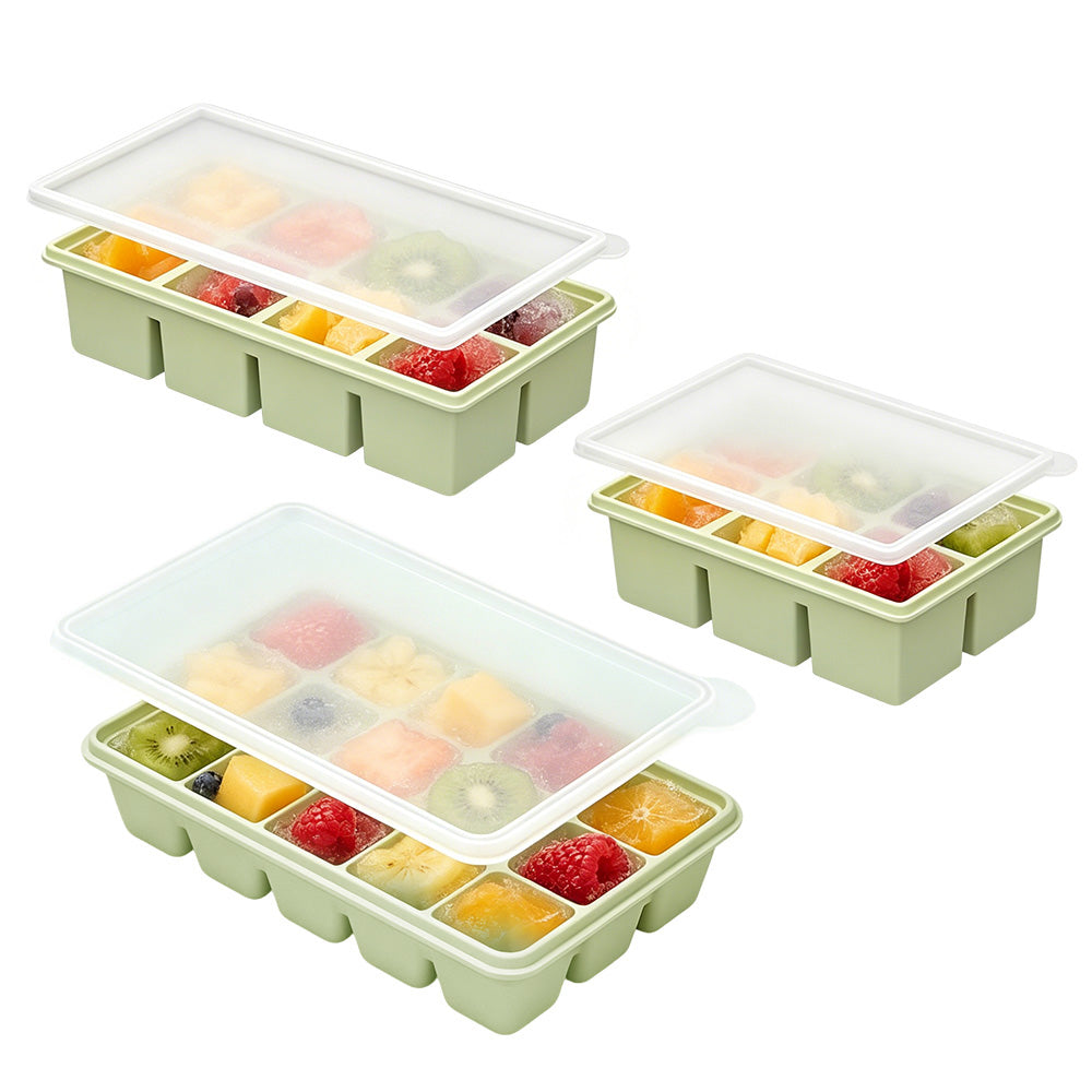 3 Pack Silicone Ice Cube Trays-Green