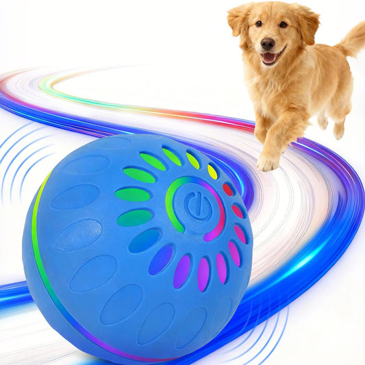 Interactive Dog Ball Toy Smart Moving Bouncing Dog Ball with LED Lights for Dogs Puppies-Blue