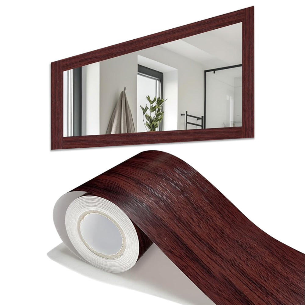Peel and Stick Wood Grain Border Waterproof Sticker Self Adhesive for Wall-red