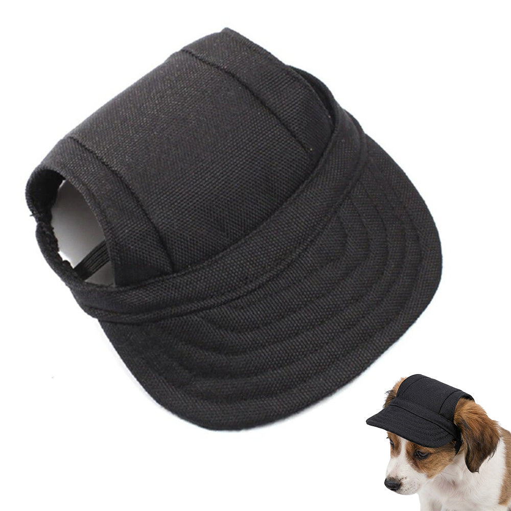 Dog Baseball Cap Adjustable Pet Hat with Ear Holes Black M