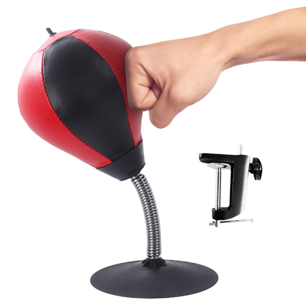 Desktop Punching Speed Ball with Clamp and Suction Cup-Black and Red