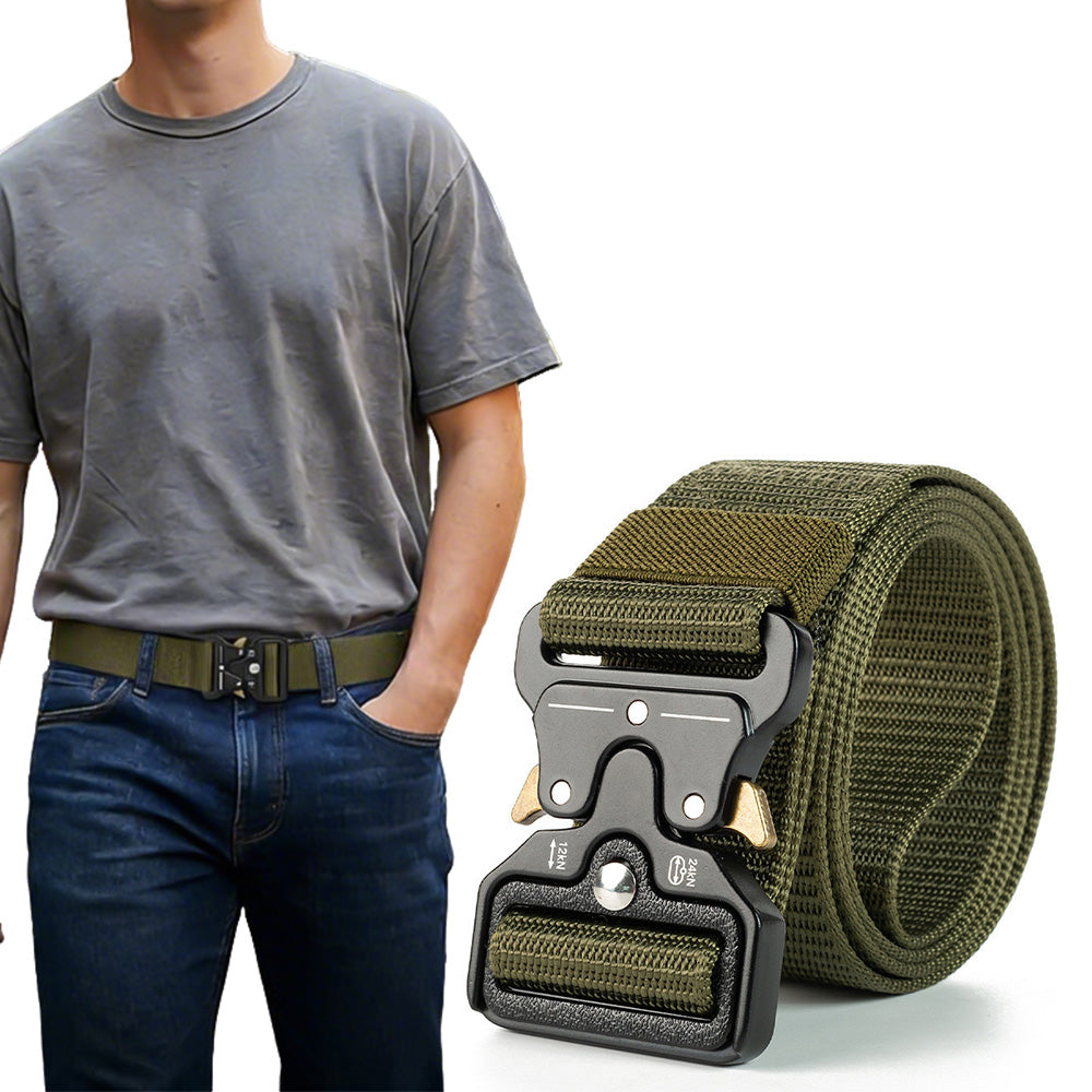 Nylon Tactical Belt Quick-Release for Outdoor Work Daily-Army Green
