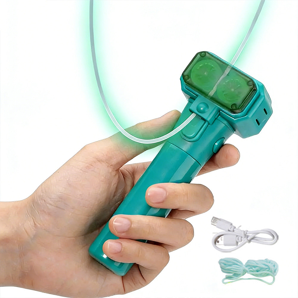 Handheld Double Wheel Rope Launcher Glow In the Dark Lasso Loop Fidget Toy-Green