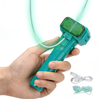 Handheld Double Wheel Rope Launcher Glow In the Dark Lasso Loop Fidget Toy-Green