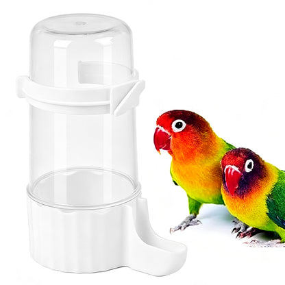 Bird Waterer Automatic Gravity Drinking Fountain with Anti Drowning Tray-White
