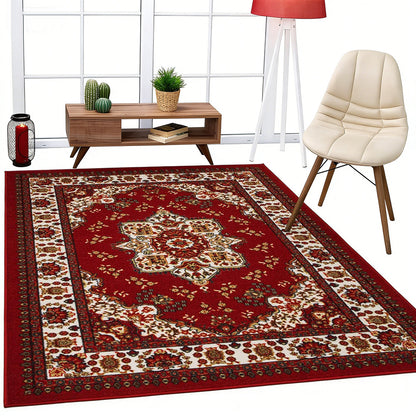Vintage Boho Rug Non-Slip Floor Carpet - Red