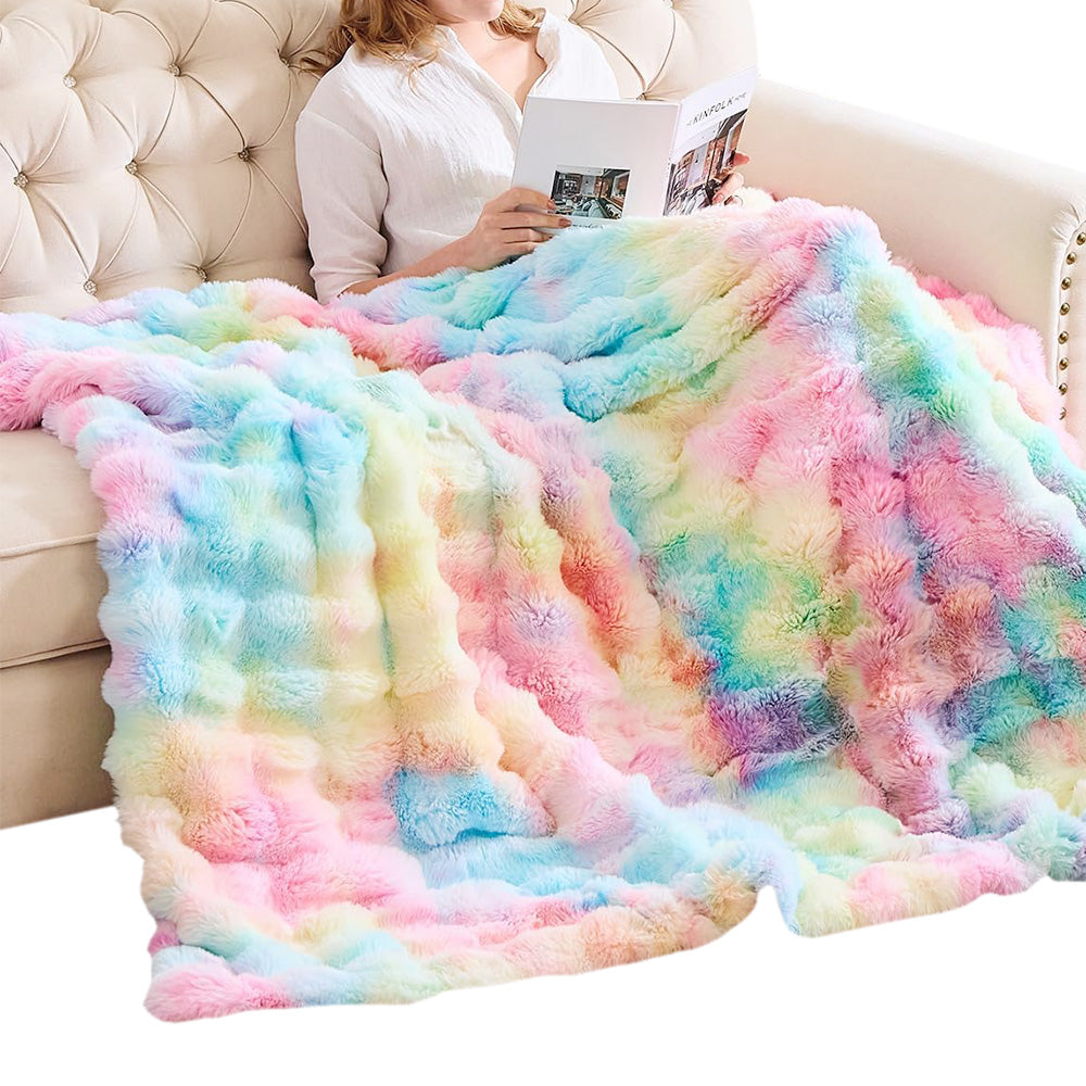 Bubble Tie Dye Throw Blanket Soft Cozy Microfiber Lightweight Warm for Couch-Mixed