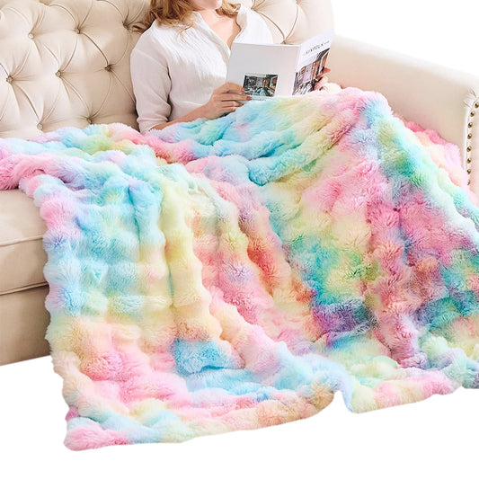 Bubble Tie Dye Throw Blanket Soft Cozy Microfiber Lightweight Warm for Couch-Mixed