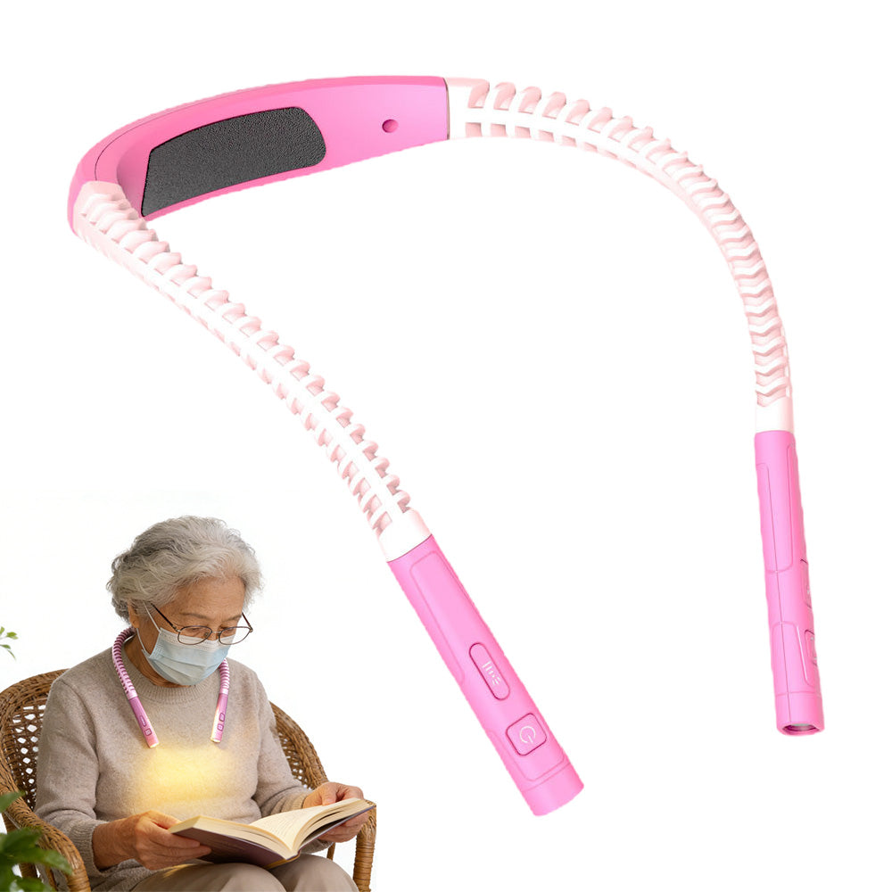 LED Book Light Adjustable Brightness Neck Reading Light for Knitting Repairing-Pink