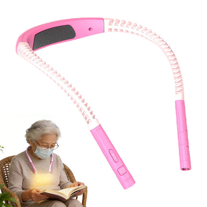 LED Book Light Adjustable Brightness Neck Reading Light for Knitting Repairing-Pink