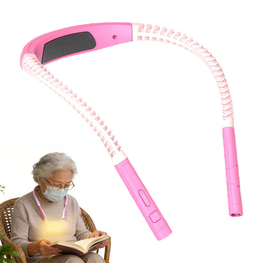 LED Book Light Adjustable Brightness Neck Reading Light for Knitting Repairing-Pink