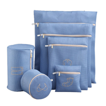 6Pcs Set Mesh Washing Bags Laundry Bags Clothes Wash Bags Blue