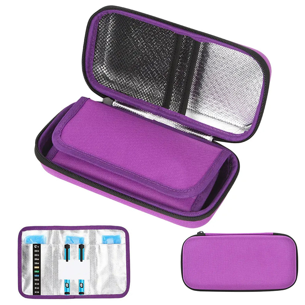 Insulin Cooler Travel Case Diabetic Medication Cooler Bag-Purple