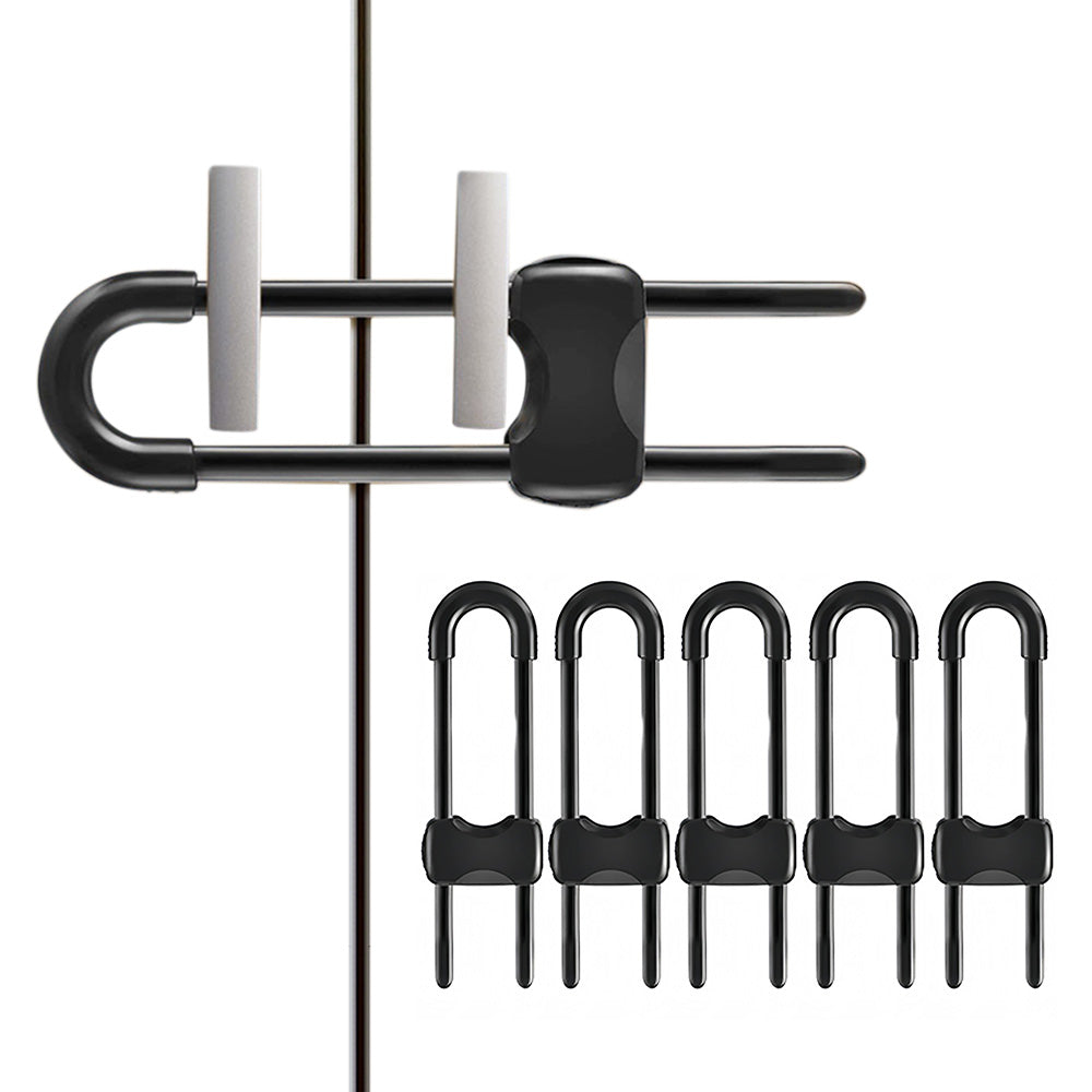5Pcs Cabinet Locks U-Shaped Drawers Locks for Knob Handle on Door Cupboard -Black