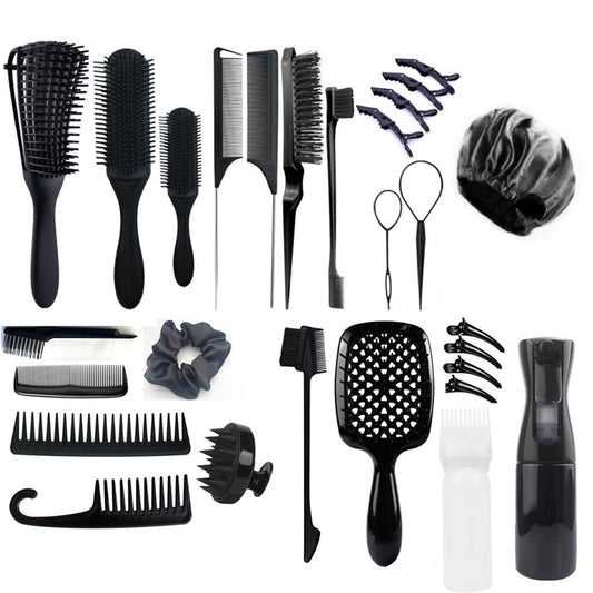 28Pcs Hair Styling Combs Set for Curling Combing Straightening-Black