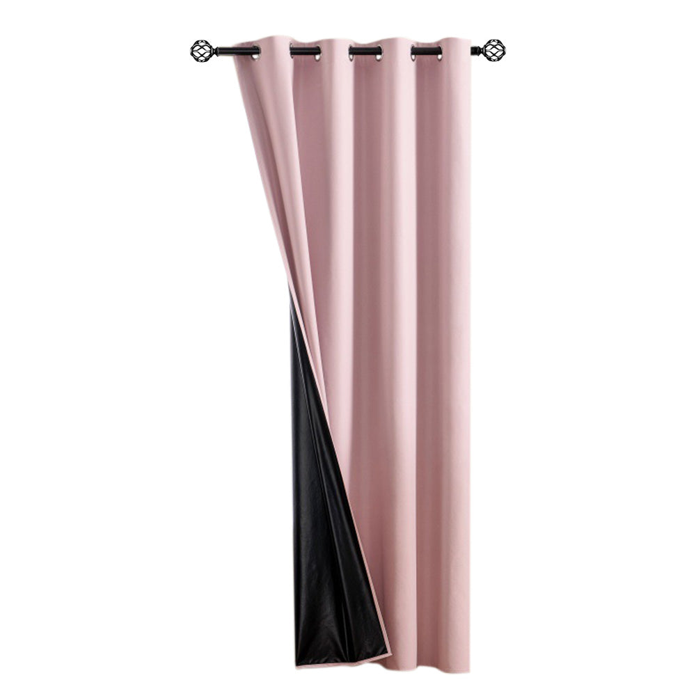 2 Pieces 100 Percent Blackout Curtain Panel - Pink