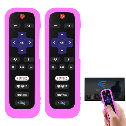 2 Pack Glow in The Dark Silicone Case Cover for Roku TV Remote -Purple