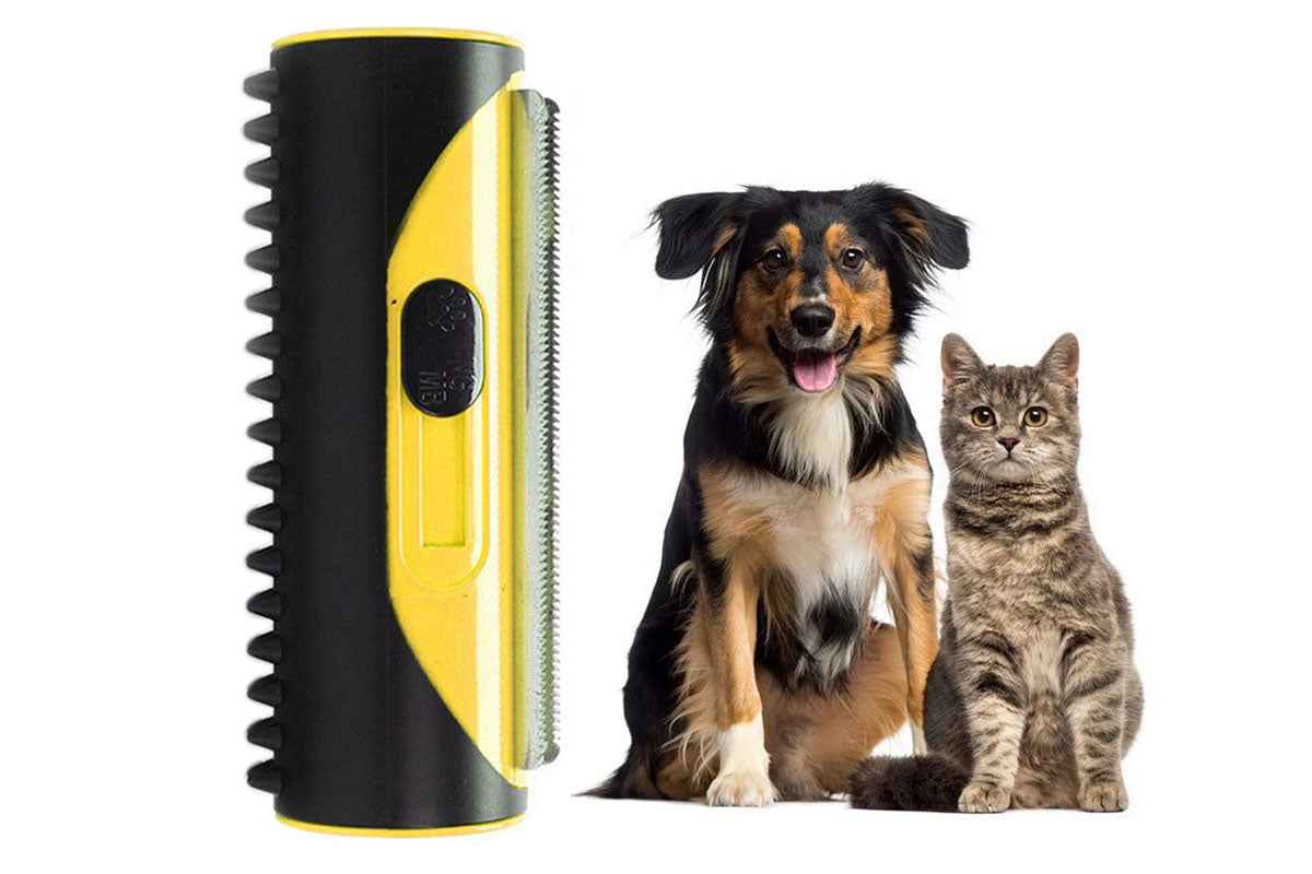 2Pcs Two Sided Pet Grooming Brush Hair Shedding Trimmer Comb Dog Cat Hair Fur Removal-Yellow
