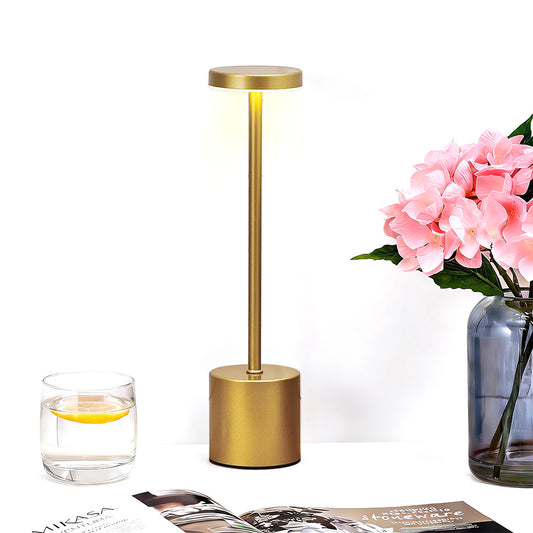 Three Color Rechargeable Touch Cordless Table Lamp for Dining Room-Gold