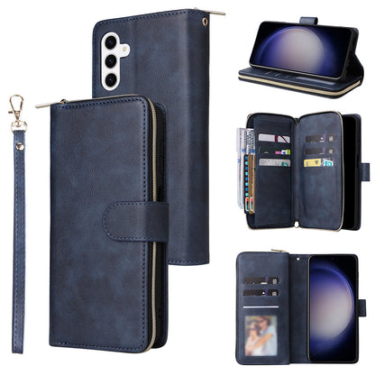 Wallet Leather Flip Cover for Samsung S26 Series with Card Slots Kickstand-Blue