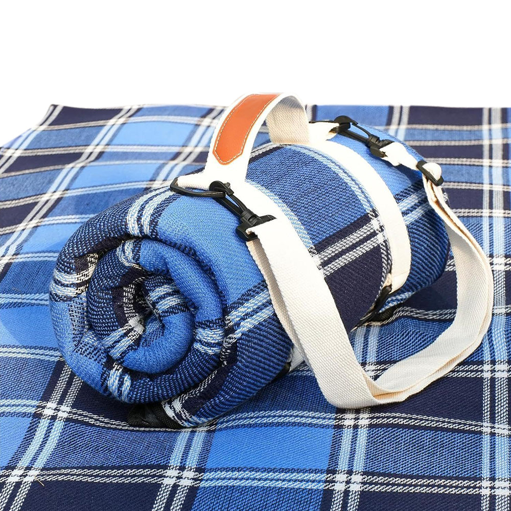 Outdoor Picnic Blanket Splash-resistant Foldable Travel Mat 203x203cm-Blue