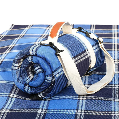 Outdoor Picnic Blanket Splash-resistant Foldable Travel Mat 203x203cm-Blue