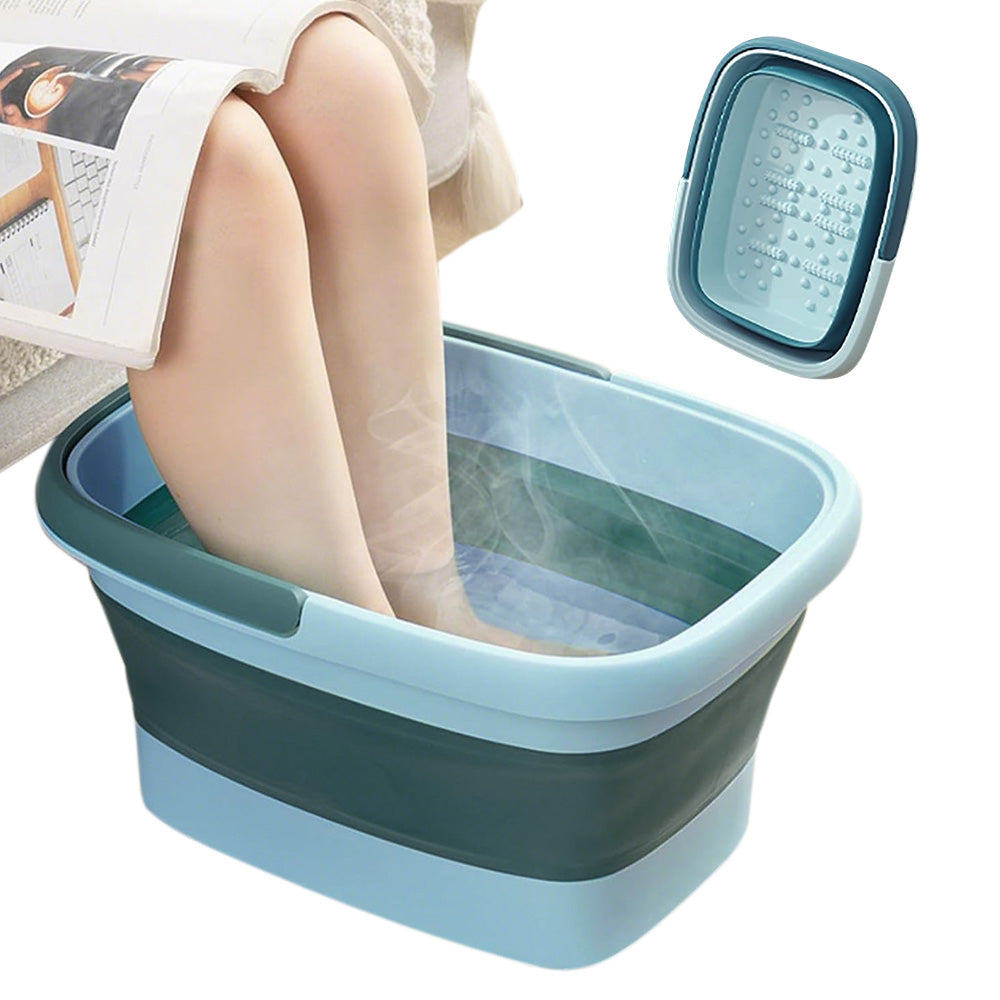Collapsible Foot Bath Basin for Soaking Feet Foot Tub with Massage Acupoint-Green