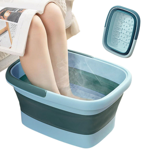 Collapsible Foot Bath Basin for Soaking Feet Foot Tub with Massage Acupoint-Green