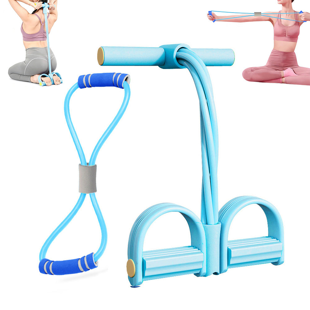6 Tube Pedal Ankle Puller Fitness Resistance Band - Blue