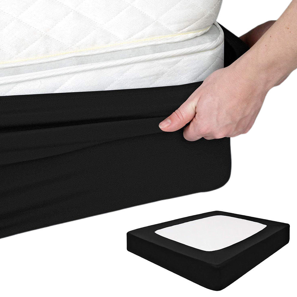 Elastic Box Spring Mattress Foundation Cover -Black