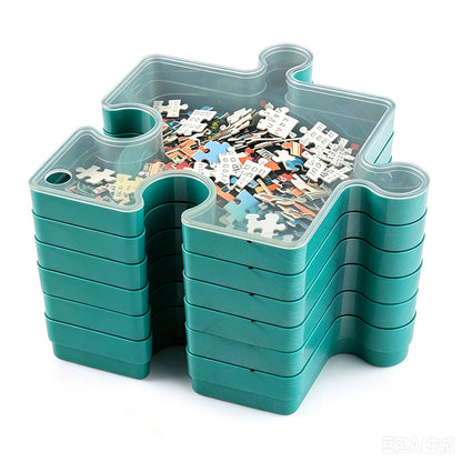 6 Layer Puzzle Storage Organizer Box Stackable Sorting Trays for 1000 Pieces-Green
