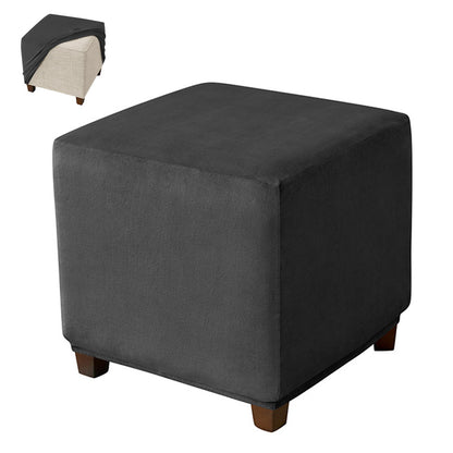 Square Ottoman Cover Stretch Slipcover Footstool Cover Black M