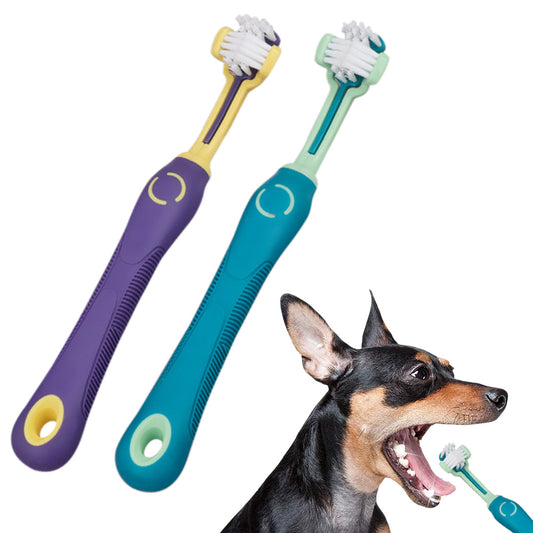 Pet Toothbrush for Dogs and Cats 3 Sided