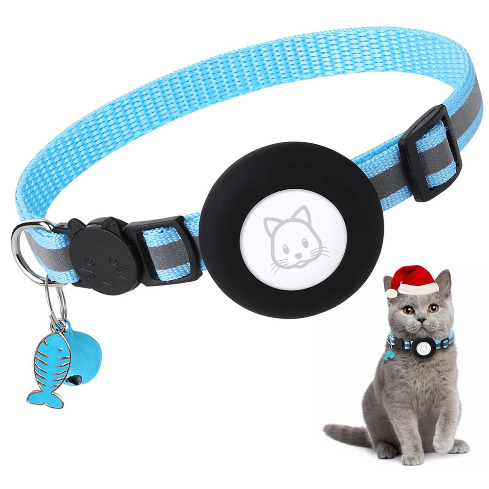 Adjustable Cat Collar Compatible with Apple Airtag - Sky Blue