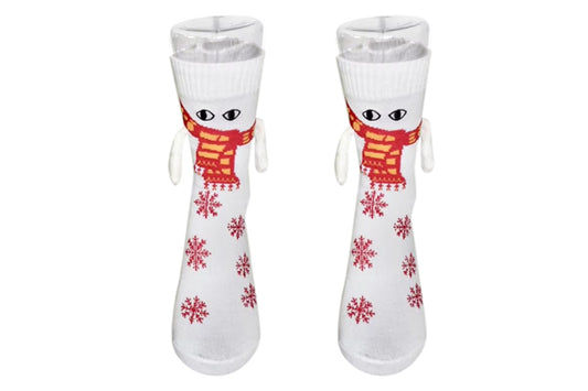 Magnetic Holding Hands Socks Novelty Funny Women Men Couple Socks For Christmas Gifts-White